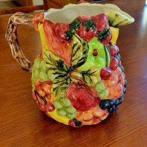 Country Orchard hand painted Sculpted Pitcher by Block